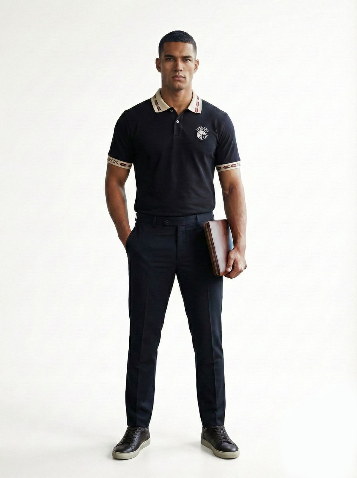 Short Sleeve Tuskers Branded Polo T shirt with Designed and Contrast Collor